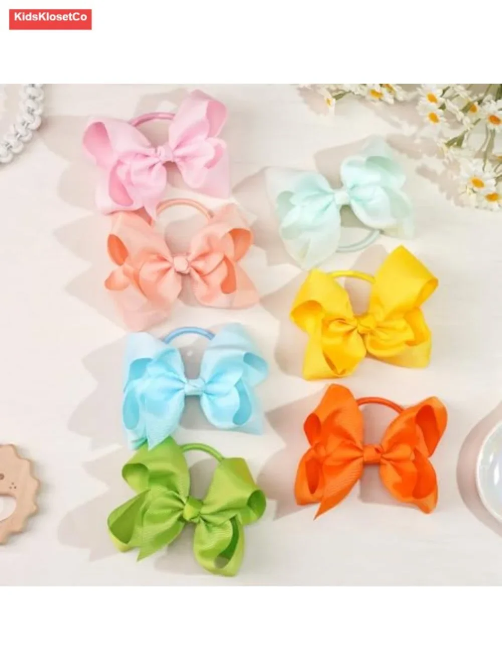 40pcs 4.5in Boutique Pops Hair Bows Elastic Hair Ties Grosgrain Ribbon Big